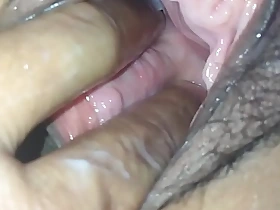opening asian wife pussy close up
