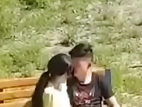 Eastern couple filmed with get under one's public park