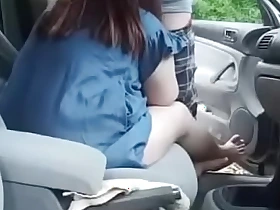 Dogging wed deepthroat successive man cock in car