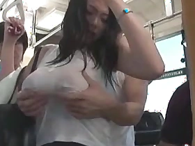 Busty ecumenical soaked with spill groped in bus