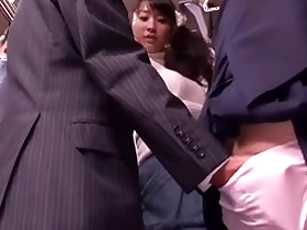 Japanese slut gets stuffed up in a thronging fetch omnibus