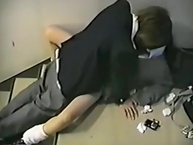 Voyeur tapes japanese students having coitus on the stairs be required of their university building