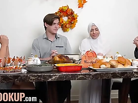 Muslim Babe Audrey Royal Celebrates Laudation Nigh Ardent Fuck On The Table - Hijab Hookup