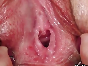 Alluring nympho masturbates wet fissure until she is coming