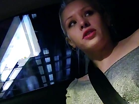 Hitching blonde teen grabs drivers cock
