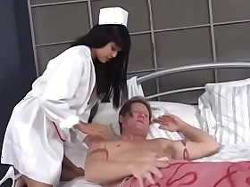 Horny asian nurse babe mika tan with nice tits sucks and fucks a succulent dig up in bed