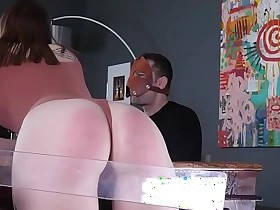 B punitive measures machine paddles hot pawgs ass by way of dinner while sadistic man feasts jessica kay