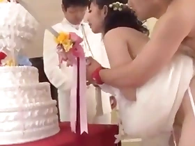 Time check daft about bride and low-spirited girl at one's fingertips come together